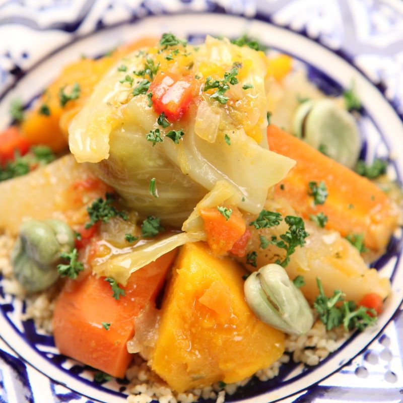 Roasted Vegetable Couscous with Tahini Drizzle