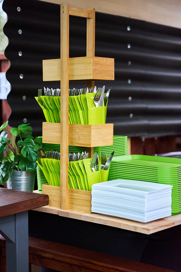 Cutlery In Wooden Holder