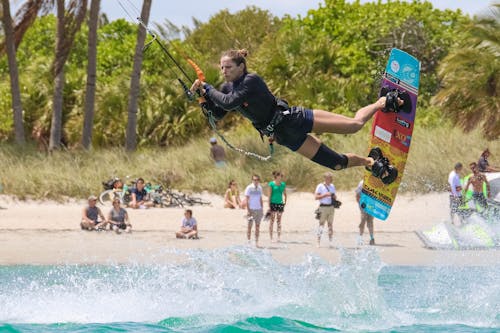 คลังภาพถ่ายฟรี ของ kiteboarding, กระดานโต้คลื่น, กลางเวหา