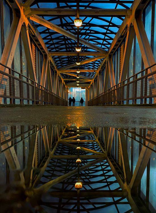 Reflection of Ceiling over Bridge in Puddle ยท Free Stock Photo
