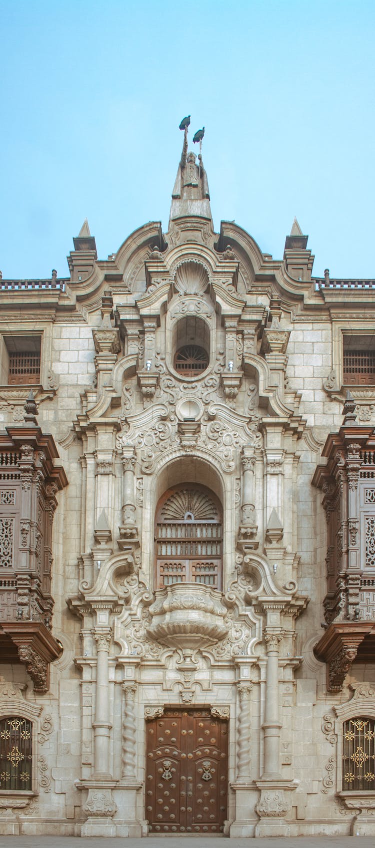 Baroque Facade Of Palace In Lima, Peru