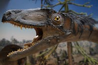Brown Dinosaur Beside Green Tree