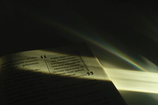 Sunlight Illuminating Passage in Book
