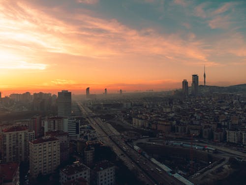 drone, drone çekimi, gün batımı duvar kağıdı içeren Ücretsiz stok fotoğraf