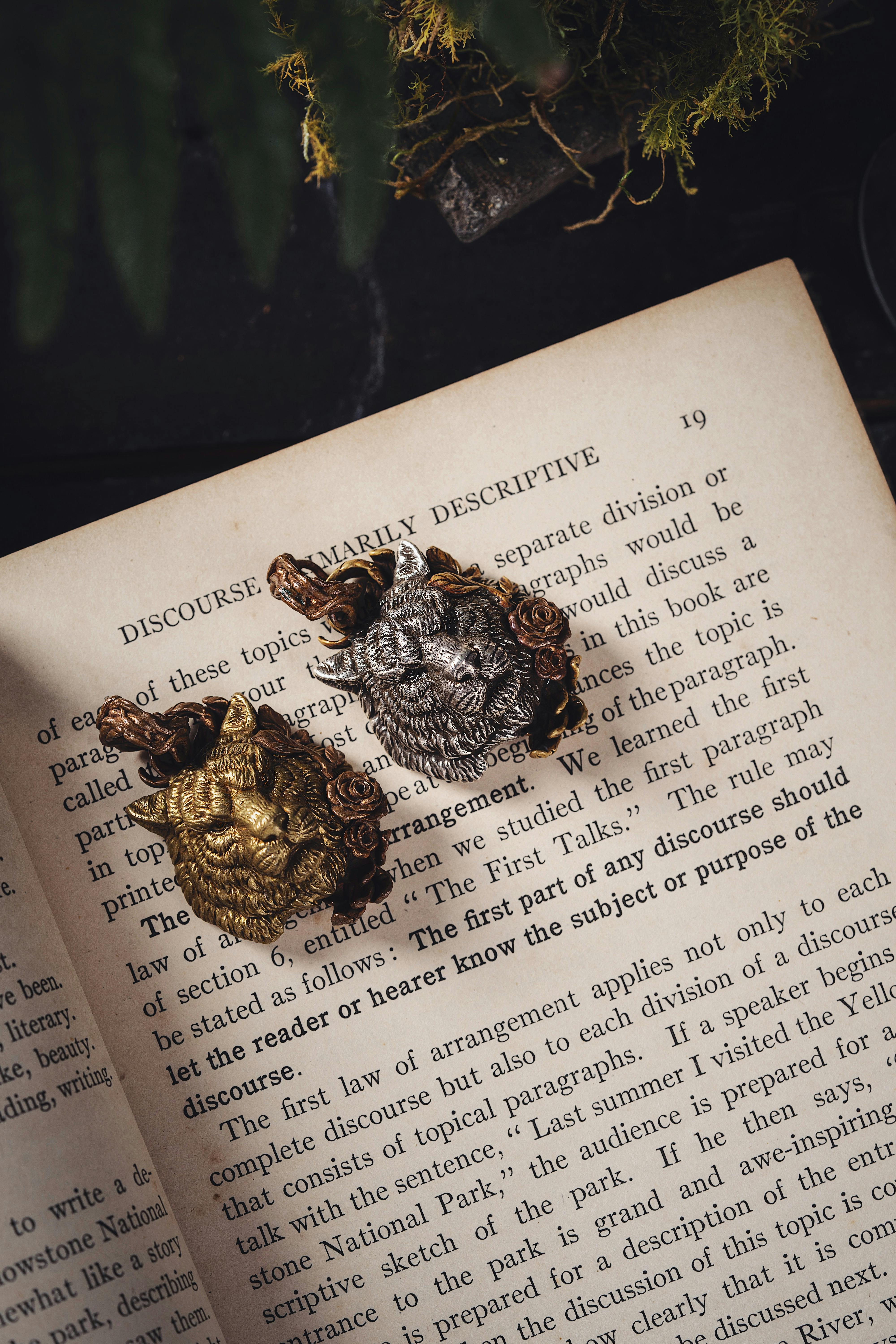 pendants on an open book