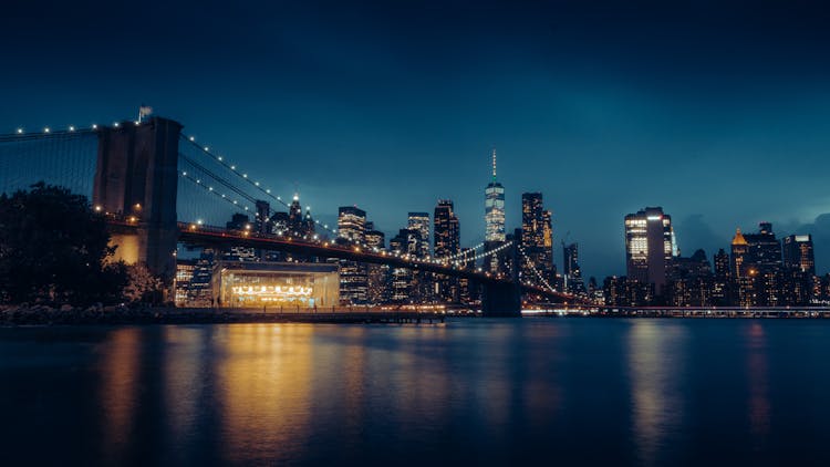 Manhattan Bridge At Night