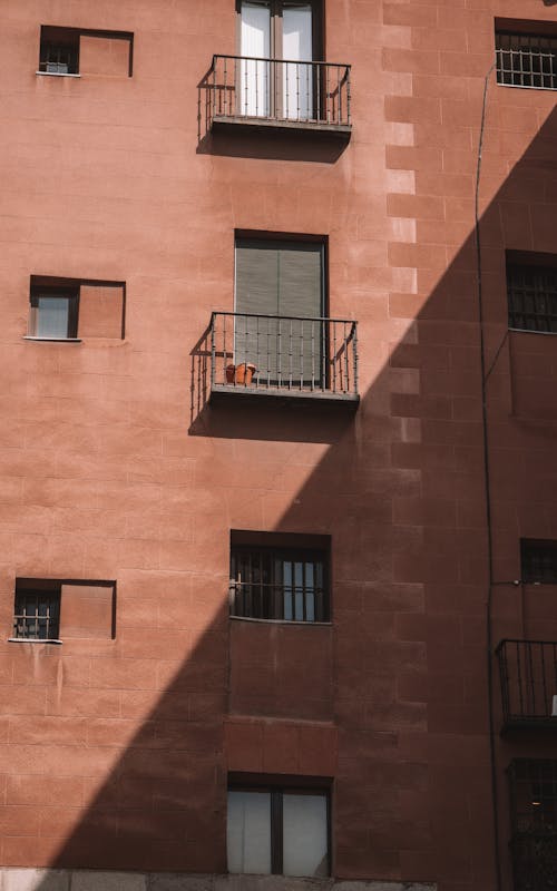 Brick Residential House with Balconies