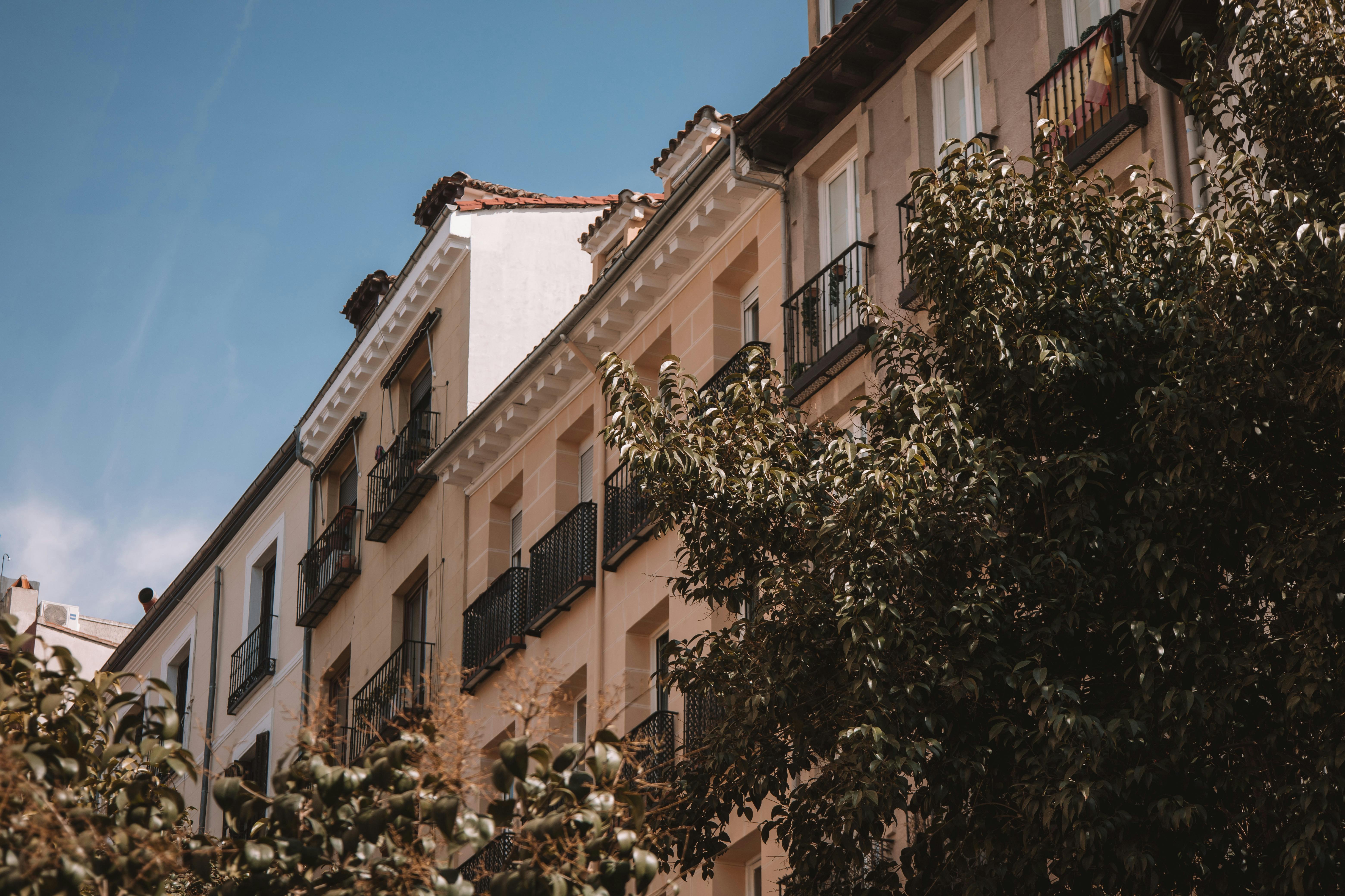 city residential buildings facades