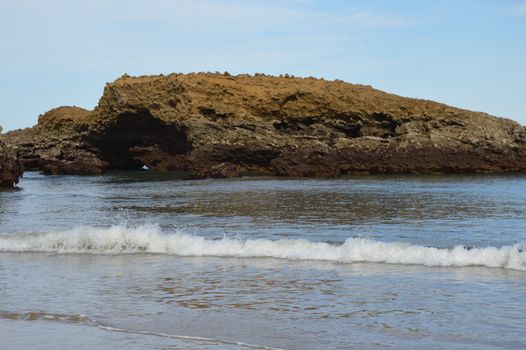 Rock Formation on the Biarritz Coast in the Bay of Biscay, France