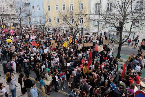 Crowd Protesting on Street