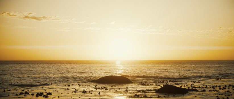 Rocky sunset anamorphic flare during golden hour