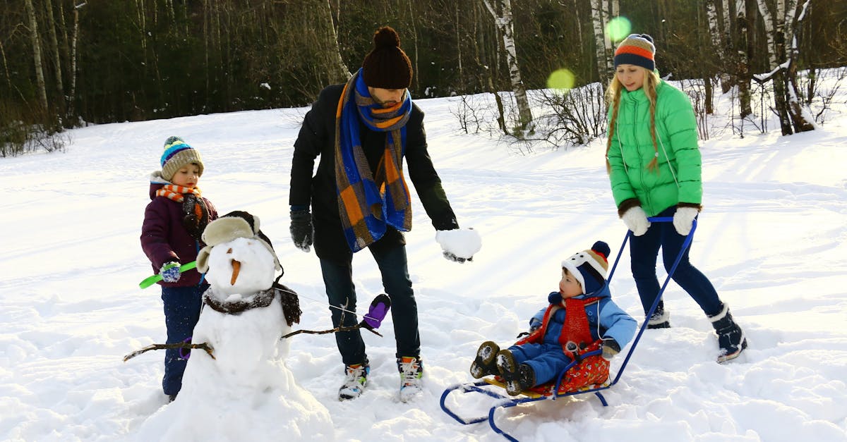 Four Persons Playing on Snow