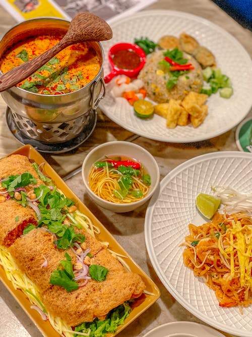 View of a Set Table with Delicious Food 