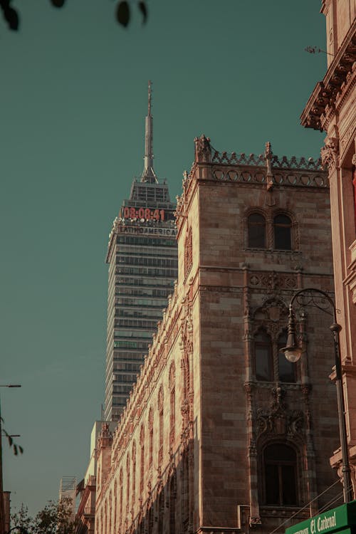View of the Palacio Postal and Torre Latinoamericana in Mexico City, Mexico 