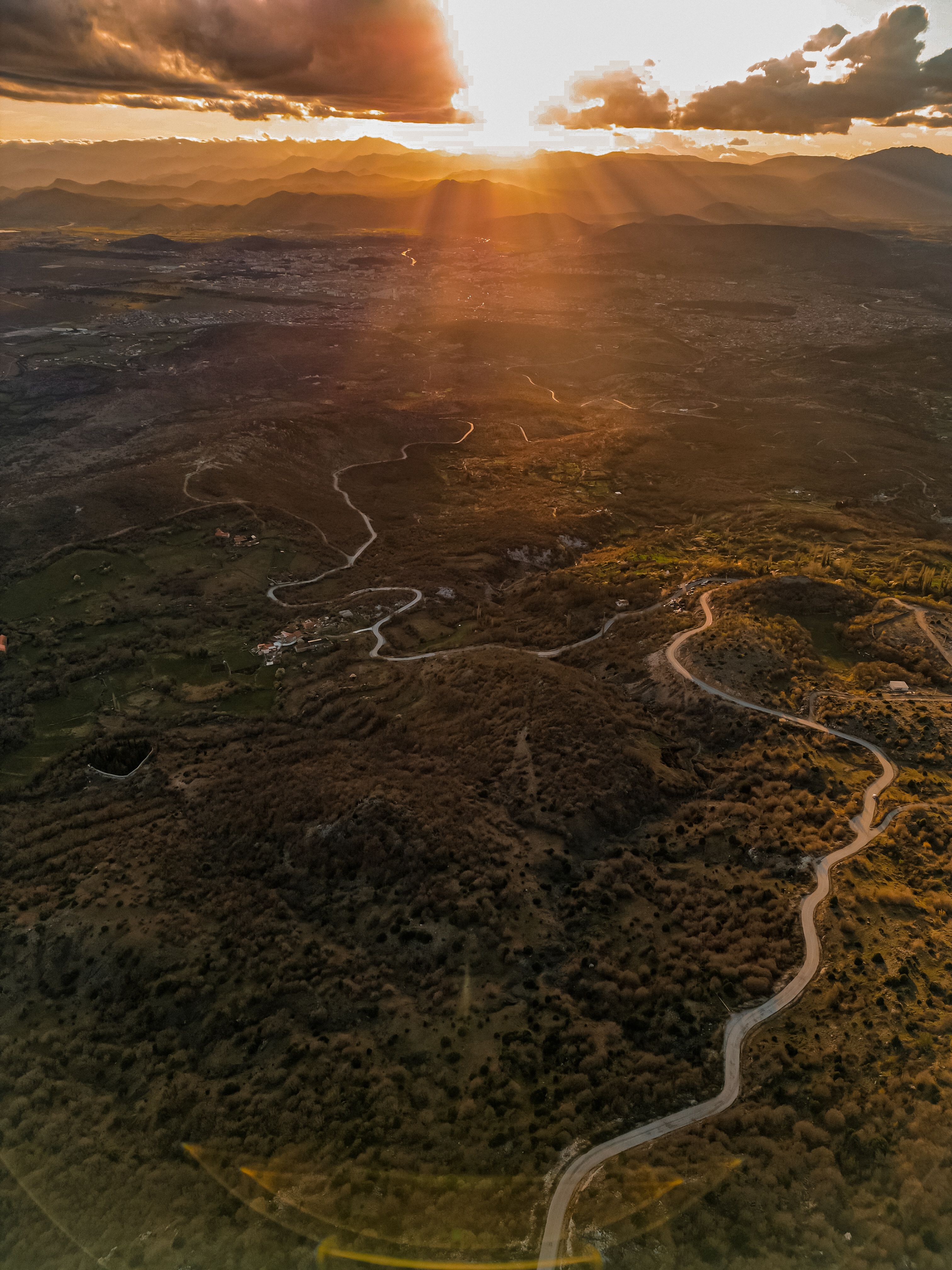 Aerial Shot of Mountains at Sunrise · Free Stock Photo