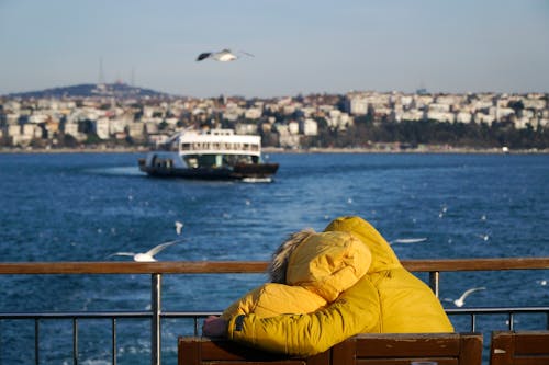 A romantic couple in a ferry in Istanbul