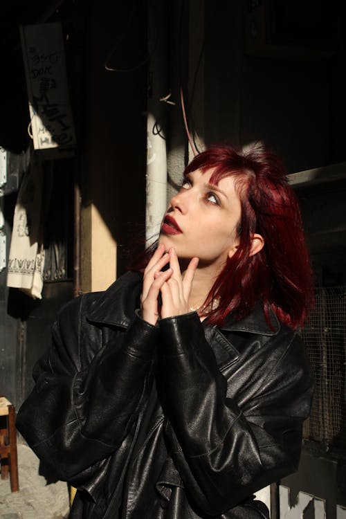 Portrait of a Pretty Redhead Looking Up