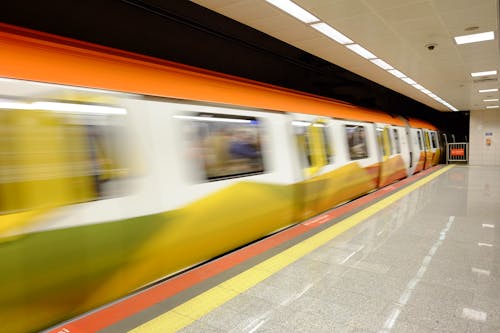 Blurred Metro Train at Station