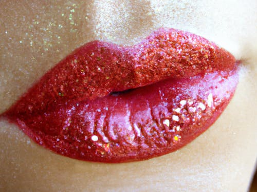 Red Luscious Lips with Glitter