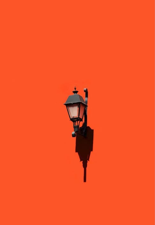 Streetlight on an Orange Wall 