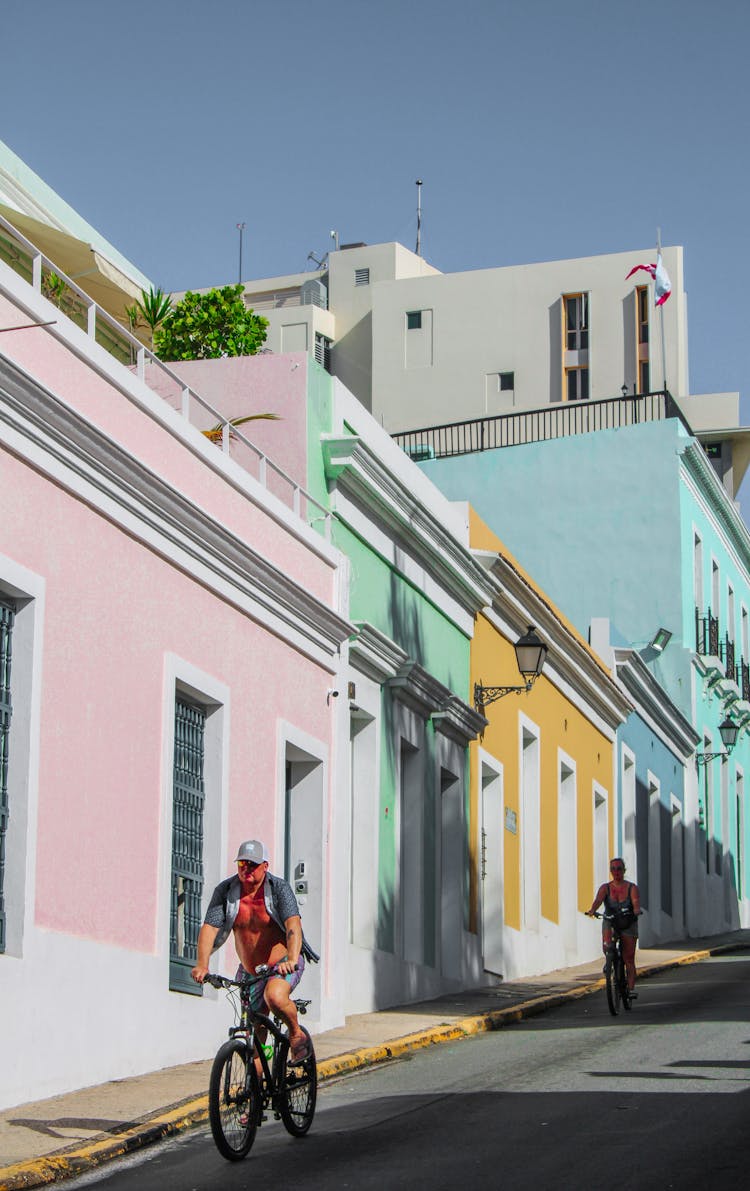 Cyclist Riding In San Juan On Puerto Rico