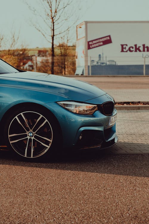 Parked Blue BMW 4 Series
