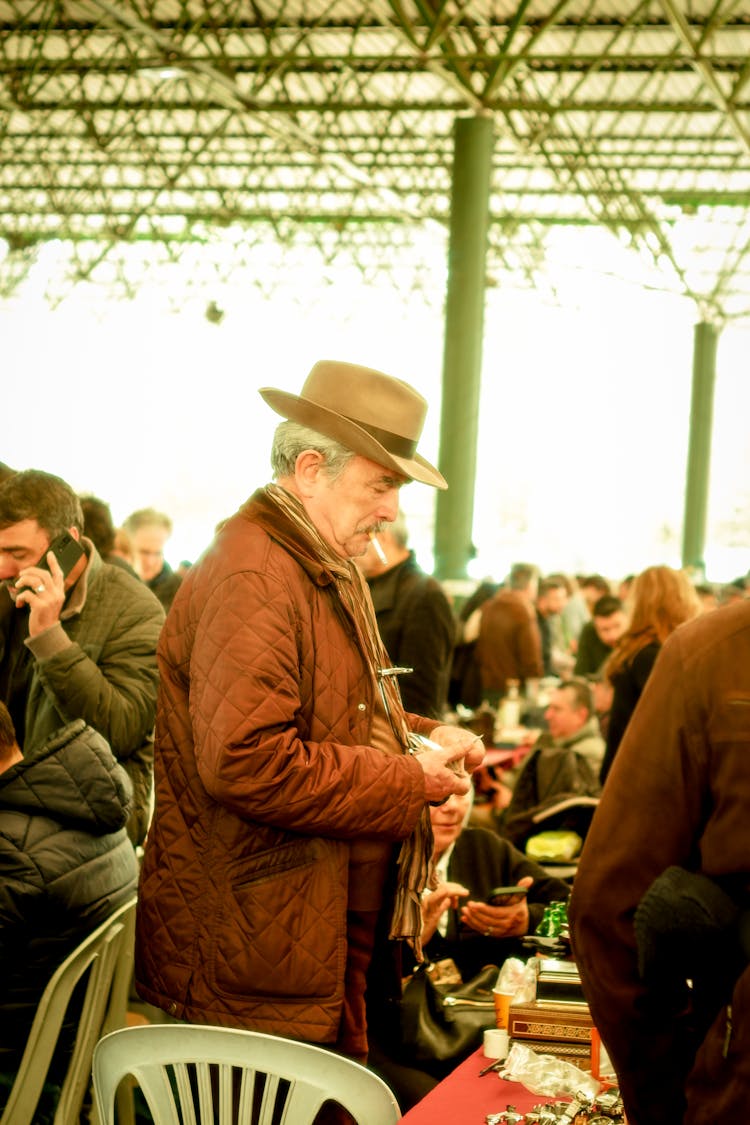 Smoking Man In Market