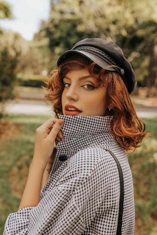 Model Posing n Autumn Coat and Hat