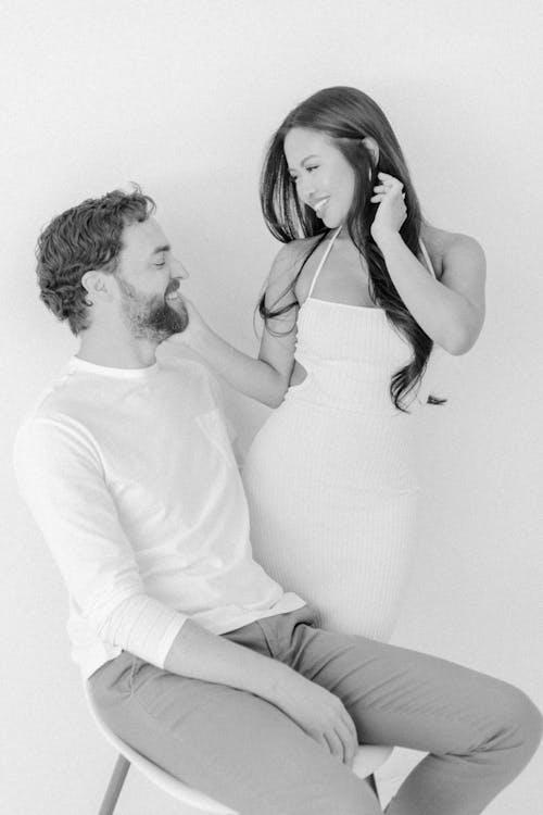 Smiling Couple Together in Black and White