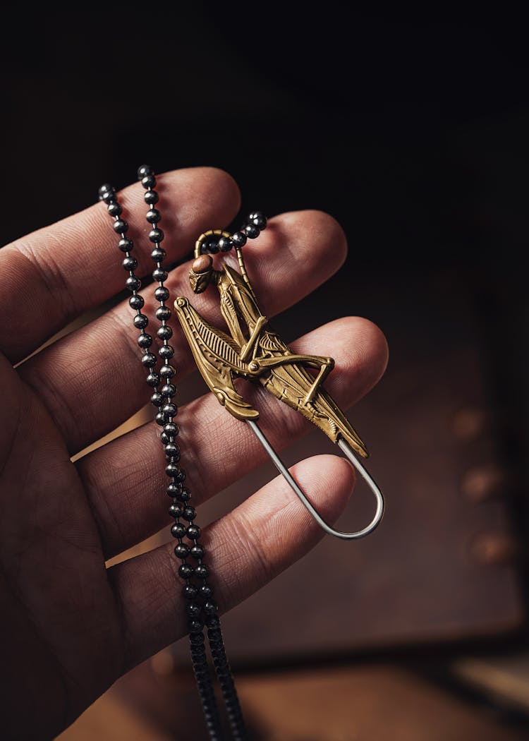 Necklace With Golden Mantis