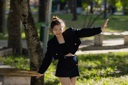Walking Woman Trying to Keep Balance