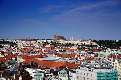 Castle on Horizon of Skyline of Prague, Czech Republic