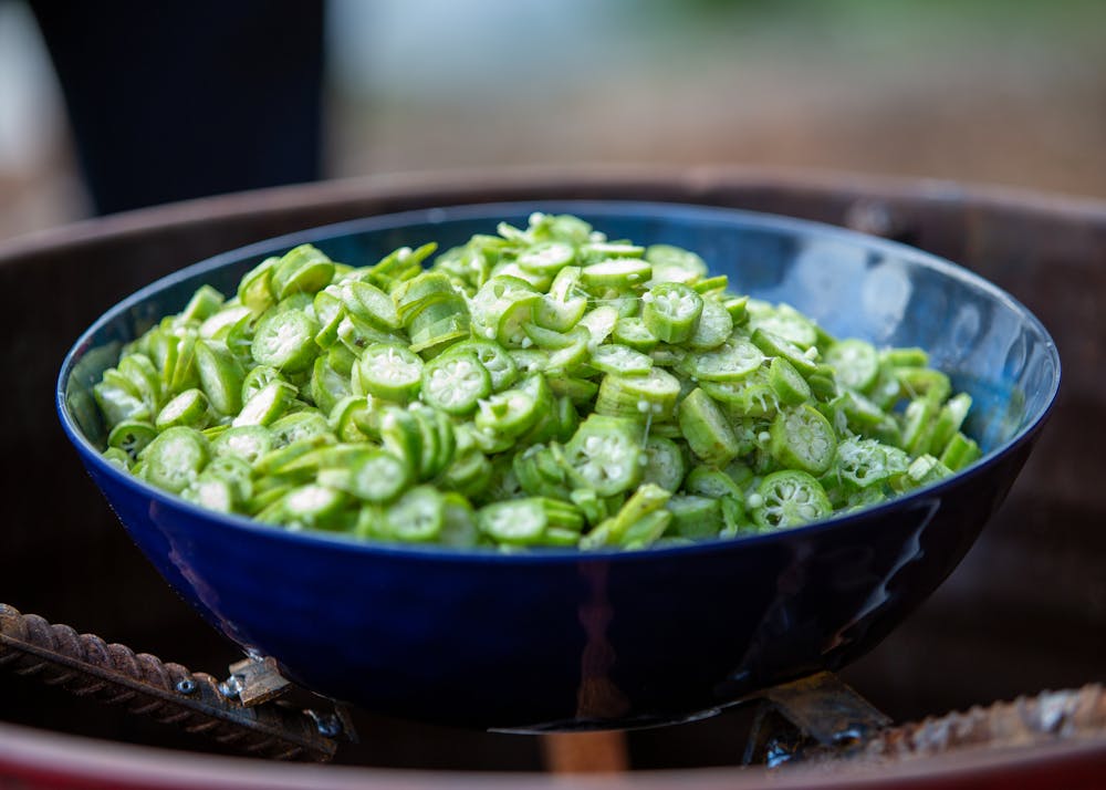 Chopping the Okra