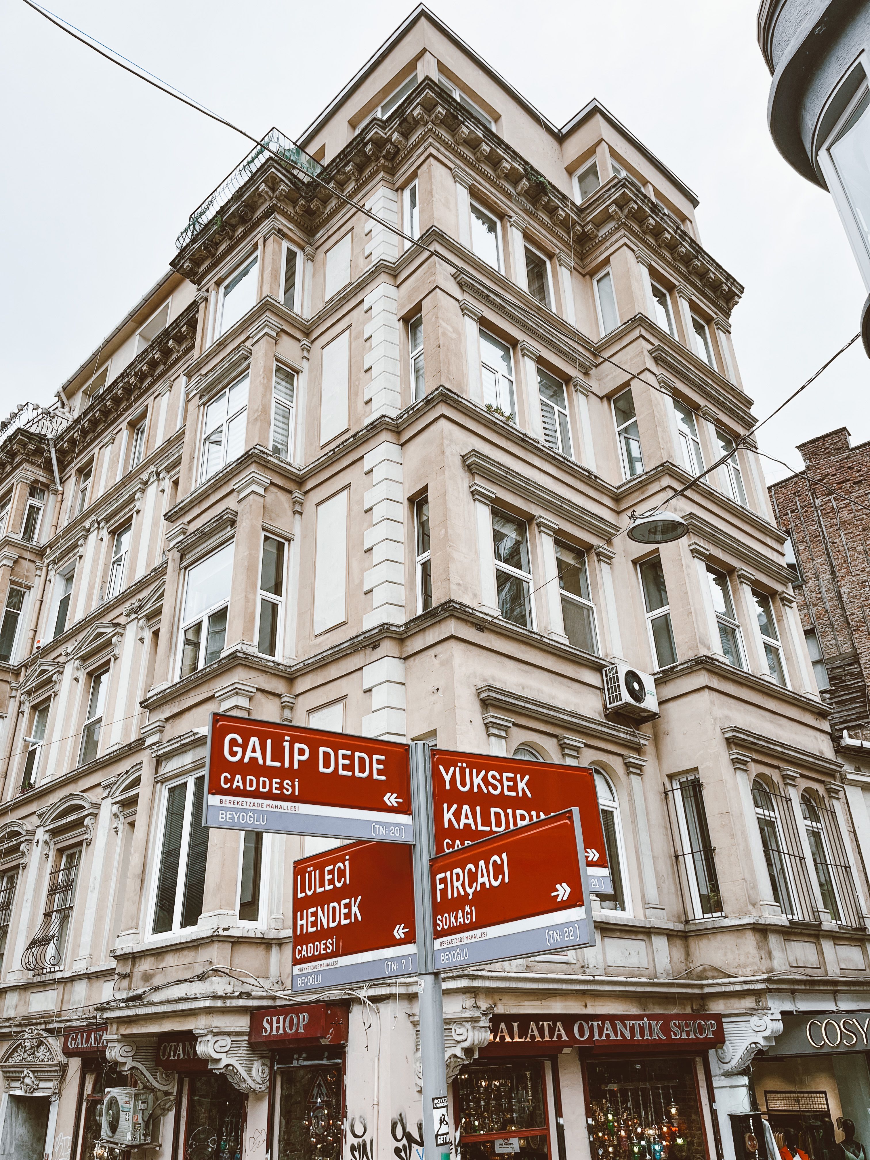 Street Name Signs and Exterior of a Residential Building in a Turkish ...