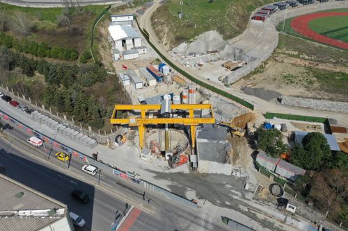 Free High angle aerial view of a construction site in Güngören, Istanbul, Turkey. Stock Photo