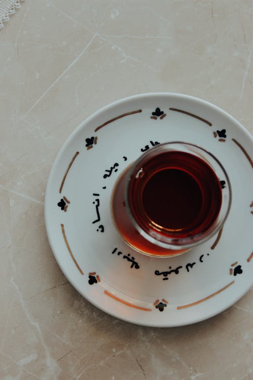 Turkish Tea in Glass on Plate