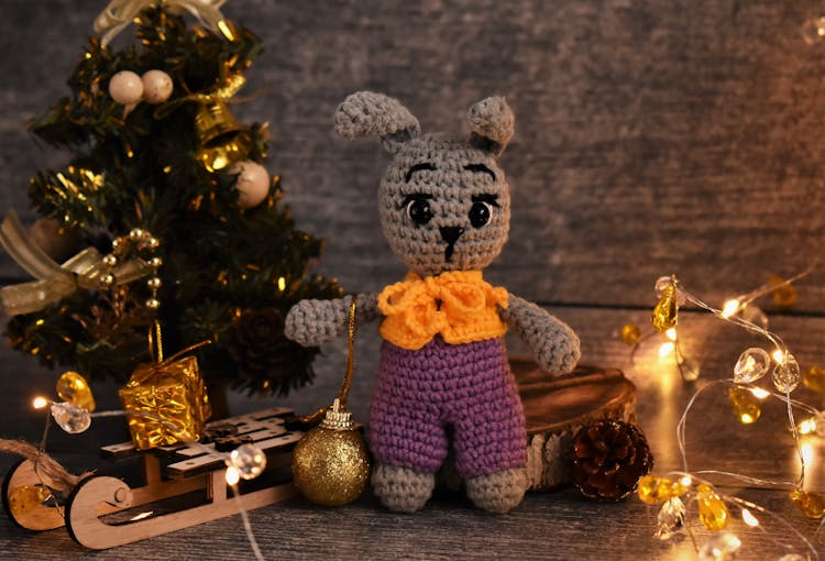 Handmade Soft Toy With Christmas Decorations