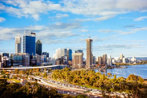 Highway Leading to Downtown of Perth, Western Australia