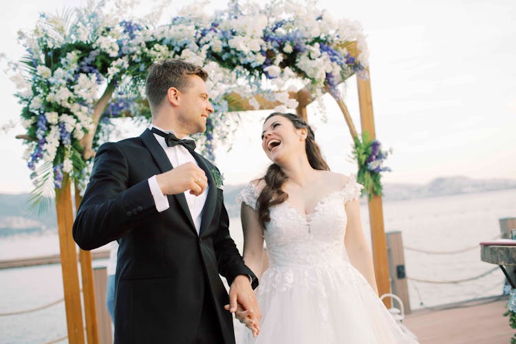 Laughing Bride With Groom