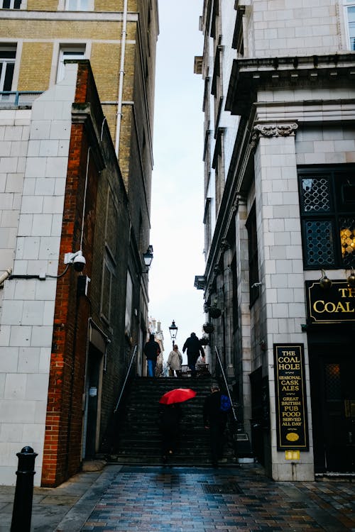 Narrow Alley with Stairs in Town