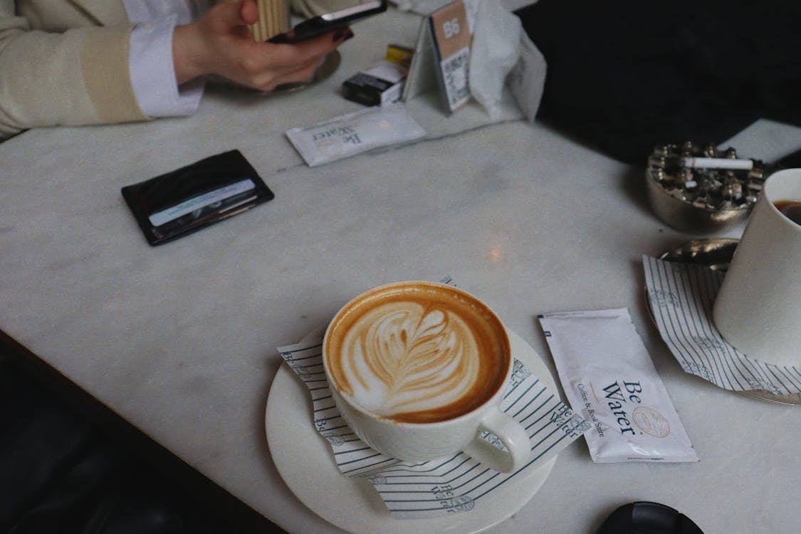 Free A Cup od Cappuccino with Latte Art  Stock Photo