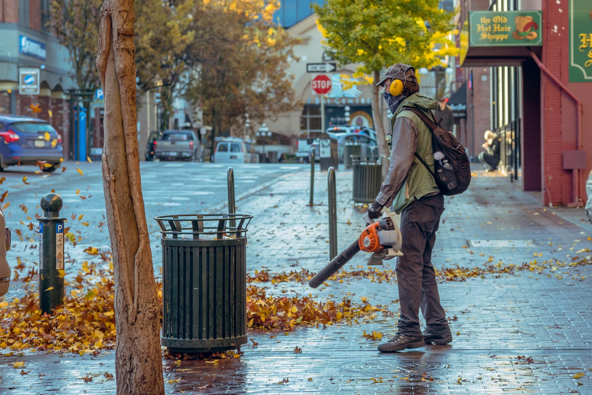 Man Holding Leaf Blower