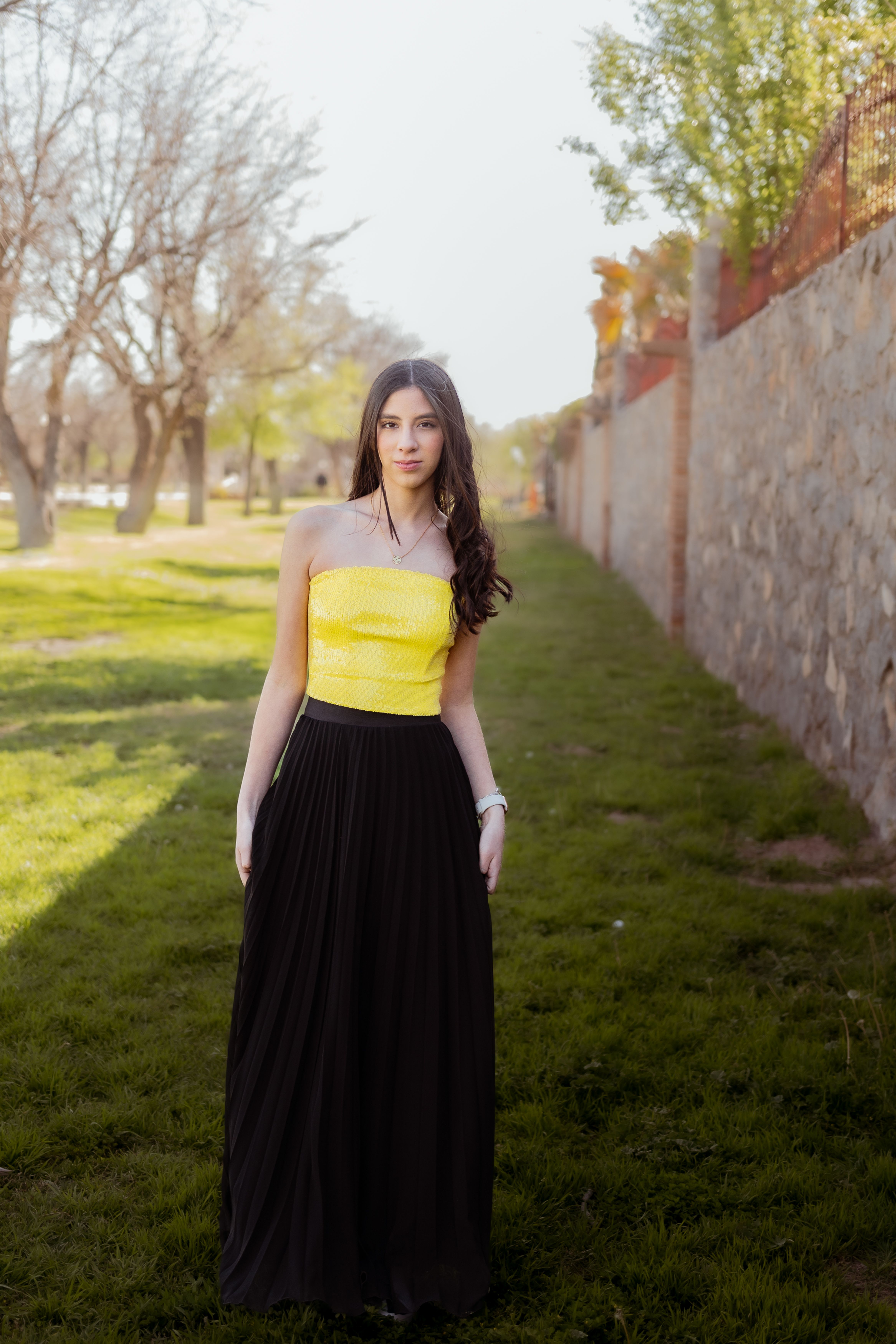 Young Model in Yellow and Black Dress · Free Stock Photo