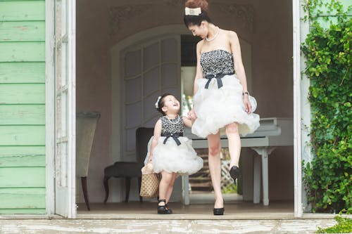 Woman and Girl in Matching Dresses