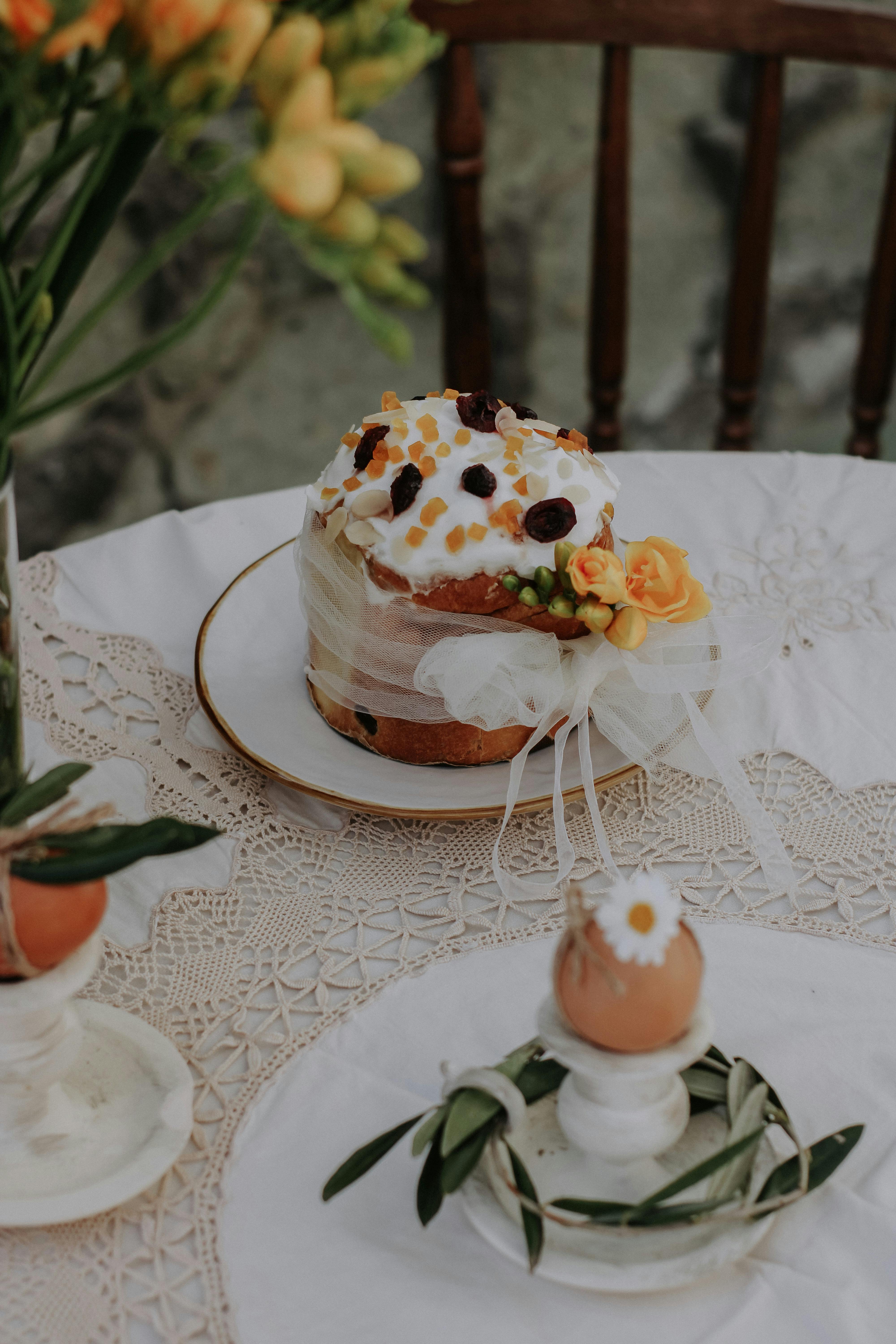 easter cake with decor on table