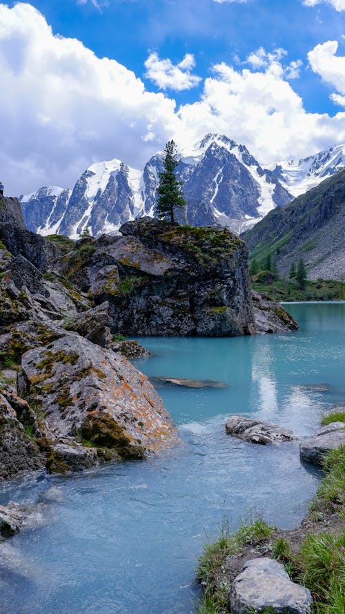 Rocks around Lake in Mountains