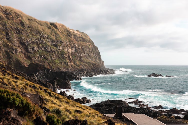 View Of A Cliff In Sao Miguel, The Azores, Portugal 