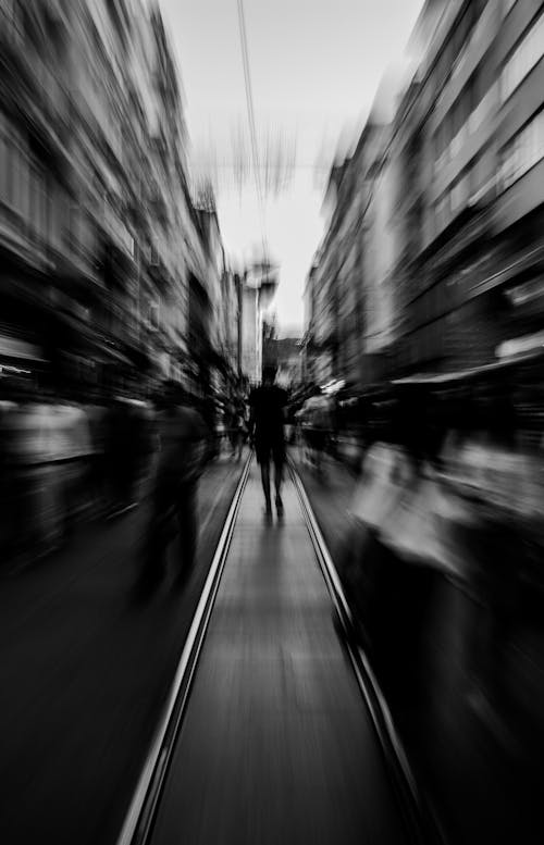 Black and White and Time Lapse Photo of a Street