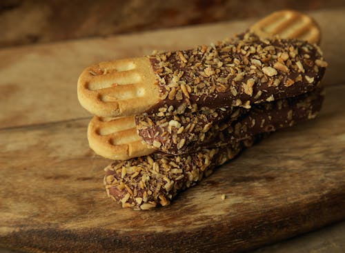 Free Biscuits with Chocolate and Nuts Stock Photo