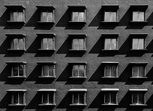 Wall of Block of Flats in Black and White